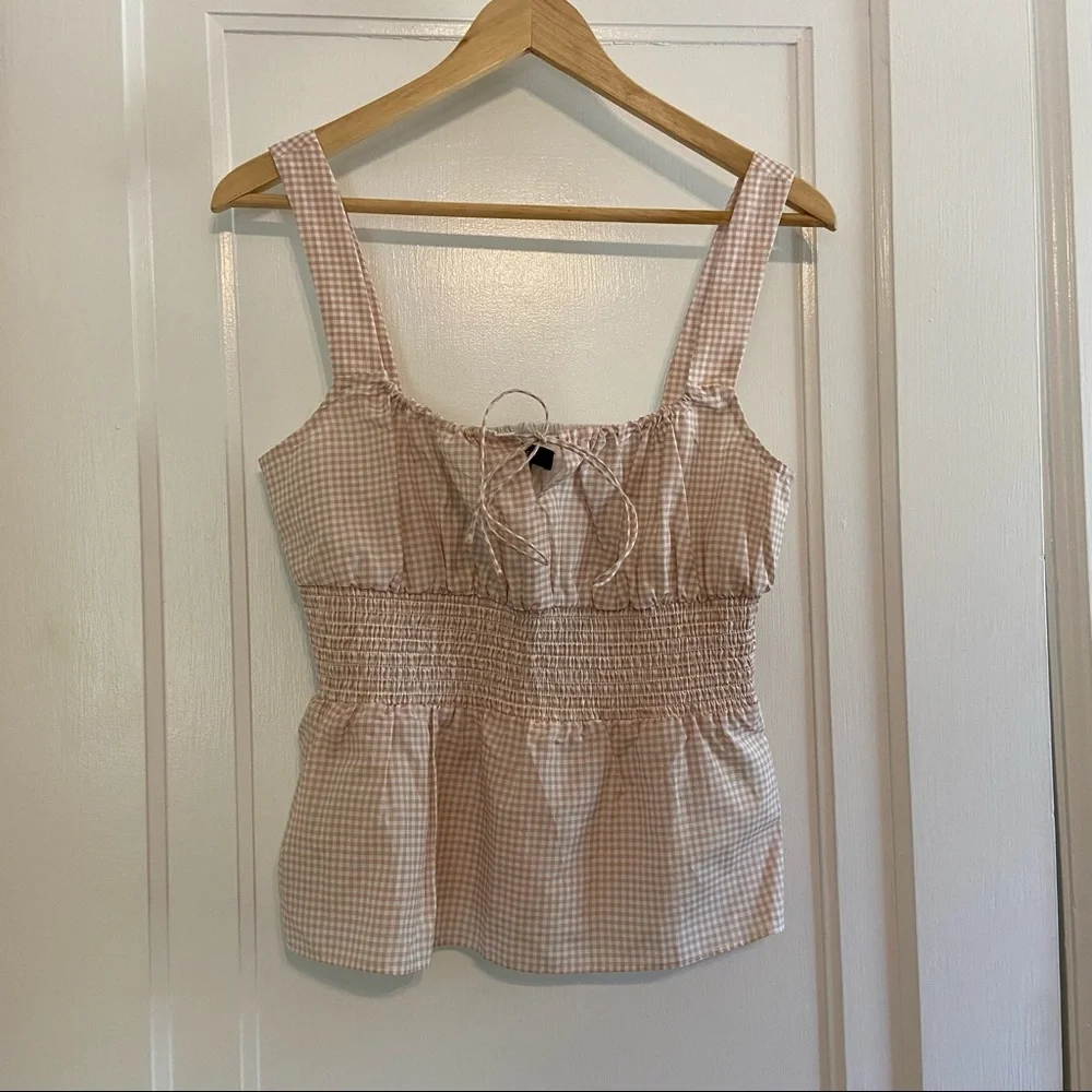 J. Crew gingham smocked waist tank